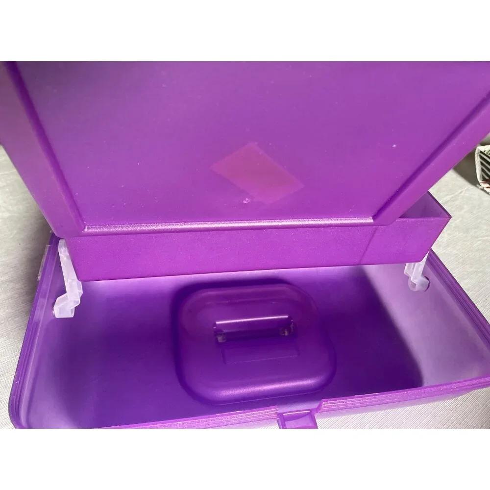 Caboodle Purple Transparent Plastic Storage Container With Handle & Secure Latch